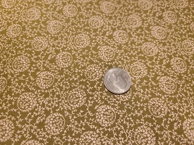 COTTON FABRIC- "BED &  BREAKFAST" 2009 BY CONNECTING THREADS GREEN BTY - Image 1 of 2