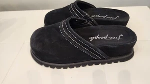 Free People Milo Everyday Womens Mules Sz 7.5 Platform Sole Black Suede Slip-On - Picture 1 of 11