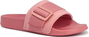 London Fog Women's Slide Sandals Skyden Sherpa Pool Indoor Open Toe Pink Size 8M - Picture 1 of 6