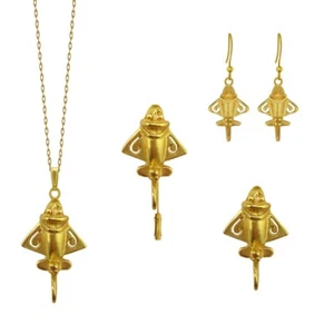 24k GP Quimbaya Flyer| Golden Jet Dangle Earrings Bundle | Across The Puddle - Picture 1 of 2