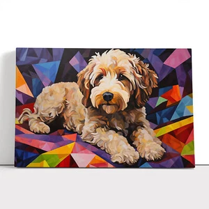 Impresión en lienzo geométrica Cockapoo No.2 arte de pared enmarcado póster imagen decoración del hogar - Imagen 1 de 4