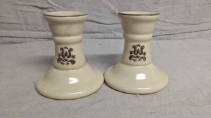 Pfaltzgraff  Village Pattern set of Two Candle Sticks / Candle Holders Vintage - Picture 1 of 6