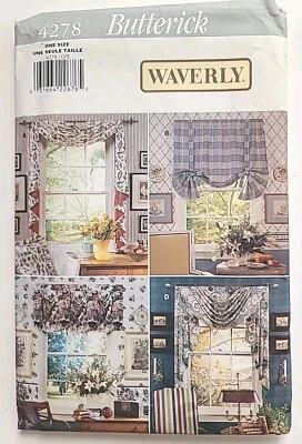 NEW UNCUT Butterick 4278 Waverly Window Treatments Curtains Sewing Pattern 1995  - Image 1 of 3