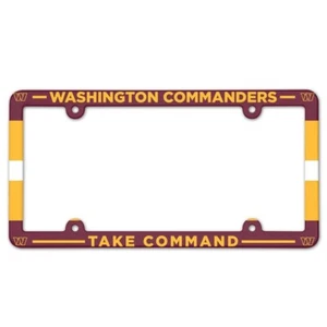 WASHINGTON COMMANDERS ~ (1) NFL License Plate Frame Cover Holder Plastic ~ NEW! - Picture 1 of 1