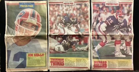 Vintage Buffalo Bills Buffalo News Posters - Lot of 3 Posters w/ Jim Kelly Cover