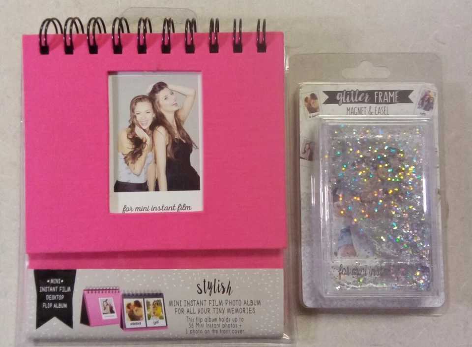 Mini Instant Film Photo Album Cover 36 Photo. & Glitter Frame  Magnet & Easel - Image 1 of 3
