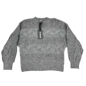 Oliver O Sweater Womens Medium Gray Cable Knit Acrylic Blend Pullover - Picture 1 of 11