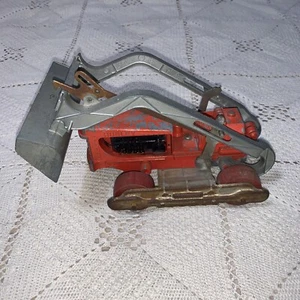 VINTAGE Hubley #505 Front End Loader Bulldozer With Wooden Wheels Orange - Picture 1 of 24