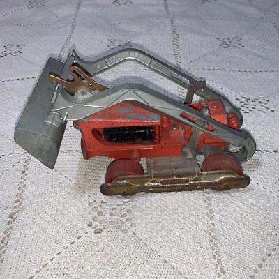 VINTAGE Hubley #505 Front End Loader Bulldozer With Wooden Wheels Orange - Image 1 of 4