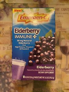 Emergen-C Elderberry Immune Plus Flavored Fizzy Drink Mix. Expires 12/2024.