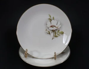 Nancy Prentiss Fine China Ivory Rose BREAD PLATE Set of 2 White Flower Vintage - Picture 1 of 8