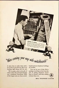 1946 Bell Telephone System Man Wiring a Switchboard Vintage Print Ad - Picture 1 of 6