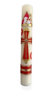 Cirio Paschal Candle Easter Lent Pascual Vela 15" x 2.25" Alfa Omega Lamb Cross - Picture 1 of 1