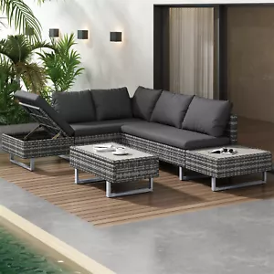 Polyrattan Gartenmöbel Set Lounge Ecksofa Terrassenmöbel Sitzecke Sitzgruppe - Bild 1 von 10