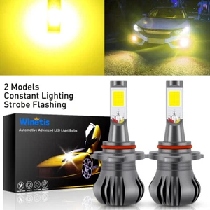 2x HB4 9006 LED Fog Light Bulbs DRL Amber Yellow Dual Function STROBE Switchback - Picture 1 of 8