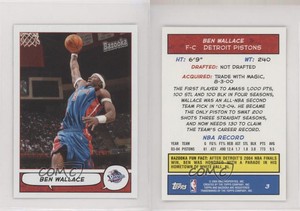 2004-05 Topps Bazooka Minis Ben Wallace #3 HOF
