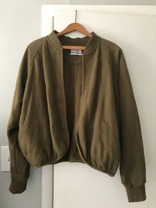 Urban Outfitters Olive Green Open Cropped Quilted Bomber Jacket Women's Large - Picture 1 of 8