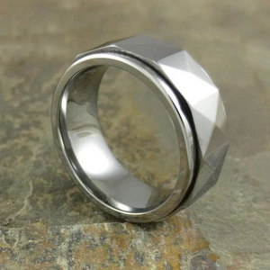 9 MM Men's Spinner Tungsten Ring #57 - Picture 1 of 2