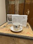 John Lewis Tea Cup & Saucer Set Fine China Boxed Willow Landscape - White/Gold