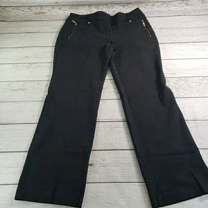 Pantalones negros de pierna recta Anne Klein para mujer con 10 bolsillos dorados con cremallera - Imagen 1 de 9