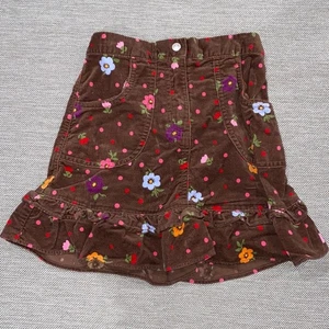 Hanna Andersson velvet brown floral ruffle skirt size 110 4/6 - Picture 1 of 5
