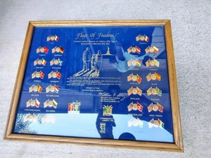 Flags of Freedom Ltd Ed. Statue Of Liberty-Ellis Island Framed 28 Pin Set - Picture 1 of 4