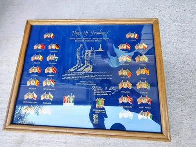 Flags of Freedom Ltd Ed.  Statue Of Liberty-Ellis Island Framed 28  Pin Set - Image 1 of 4