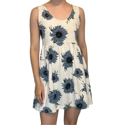 Vestido sin mangas vintage floral hada azul girasol caprichoso años 90 talla mediana Foto 1 de 4