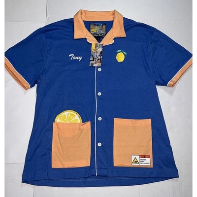 Camisa Knickerbocker Diseño Vintage Para Hombre Talla L Azul Limón Tony Retro Abotonada Foto 1 de 4