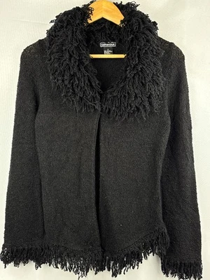 Cárdigan suéter negro con flecos peludo para mujer M 100 % acrílico Foto 1 de 4
