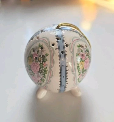 VTG Hanging Porcelain Pomander Potpourri Holder Footed Pink Floral Refillable A - Image 1 of 4