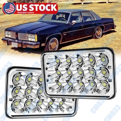 Пара светодиодных фар 4x6 дюймов Hi-Lo DRL Halo подходят для Old-Mobile Delta 88 1976-1986 - Изображение 1 из 4