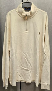 Ralph Lauren Polo Estate costina 1/4 zip manica lunga pullover panna uomo taglia XXL - Foto 1 di 8
