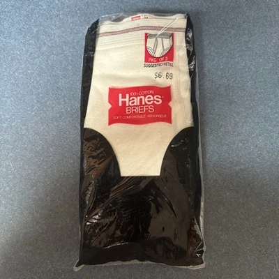 Vintage 1979 White Hanes Briefs Waist 34 Sm 100% Cotton USA 3 Pk NOS New NWT DS - Image 1 of 4