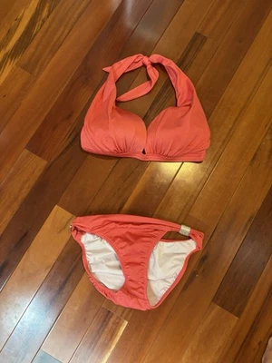 Traje de baño vintage años 90 Venus coral rosa malla bikini pierna alta con aros D Foto 1 de 4