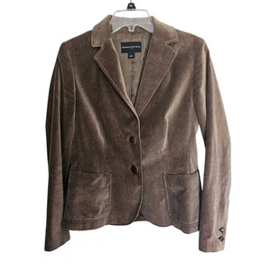 Banana Republic Velvet Blazer Womens Size 6 Taupe Brown 2 Button Office Jacket - Picture 1 of 16