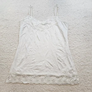 Maurices Y2K 90s 2000s Lace Tank Top L White Crinkle Fairy Whimsy Romantic - Picture 1 of 7