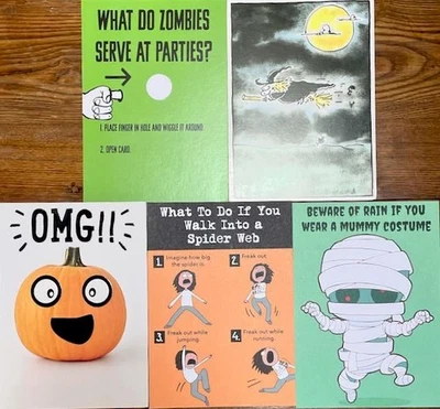 Variety Lot of 5 Adult Humor HALLOWEEN CARDS Funny Recycled Paper Greetings - Image 1 of 2