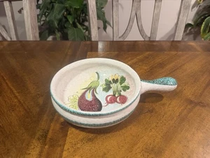 Vintage Vulcania Terrakotta Keramik Aubergine Suppe Schüssel Topf mit Griff - Italien - Bild 1 von 5