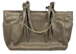 Bolso de Hombro Cartera Coach Charol Gris Oliva AUTÉNTICO - Herrajes Plateados - Imagen 1 de 21