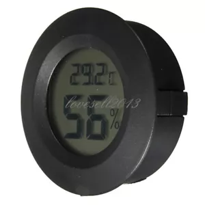 1 STCK. Digital Zigarre Humidor Hygrometer Thermometer Rund Schwarz Gesicht NEU - Bild 1 von 4