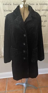 Vintage Black Chenille Coat L - Picture 1 of 9