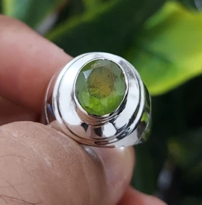Natural Peridot Ring, Original Ring, Gift For Husband,  Sterling Silver 925 Ring - Picture 1 of 7