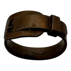 Vintage Copper Buckle Design Ring - Unisex Statement Jewelr - Picture 1 of 6