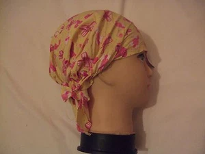 New Kids YELLOW WITH PINK BOWS Bandana/Du-Rag/Zandana/Hat 20 inch - Picture 1 of 2