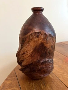Round Rustic Brown Wood Jug Bottle - 10" - Picture 1 of 4