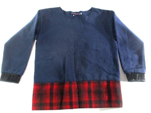 Harvey Faircloth Girls Size XS Jumper Blue Checkered Bottom Pattern Faux Cuffs - Picture 1 of 11