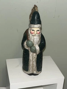 Belsnickle Santa Claus Blue Crackle Glitter Ornament Figurine w/Sack by Midwest - Picture 1 of 2