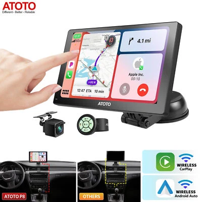 ATOTO P8 Portatile 7'' QLED Display Autoradio GPS DVR HD Videocamera Telecomando - Immagine 1 di 4