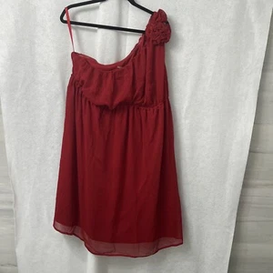 Merona Women One Shoulder Flower Summer Spring Elastic Waist Dress - Red - XXL - Picture 1 of 7